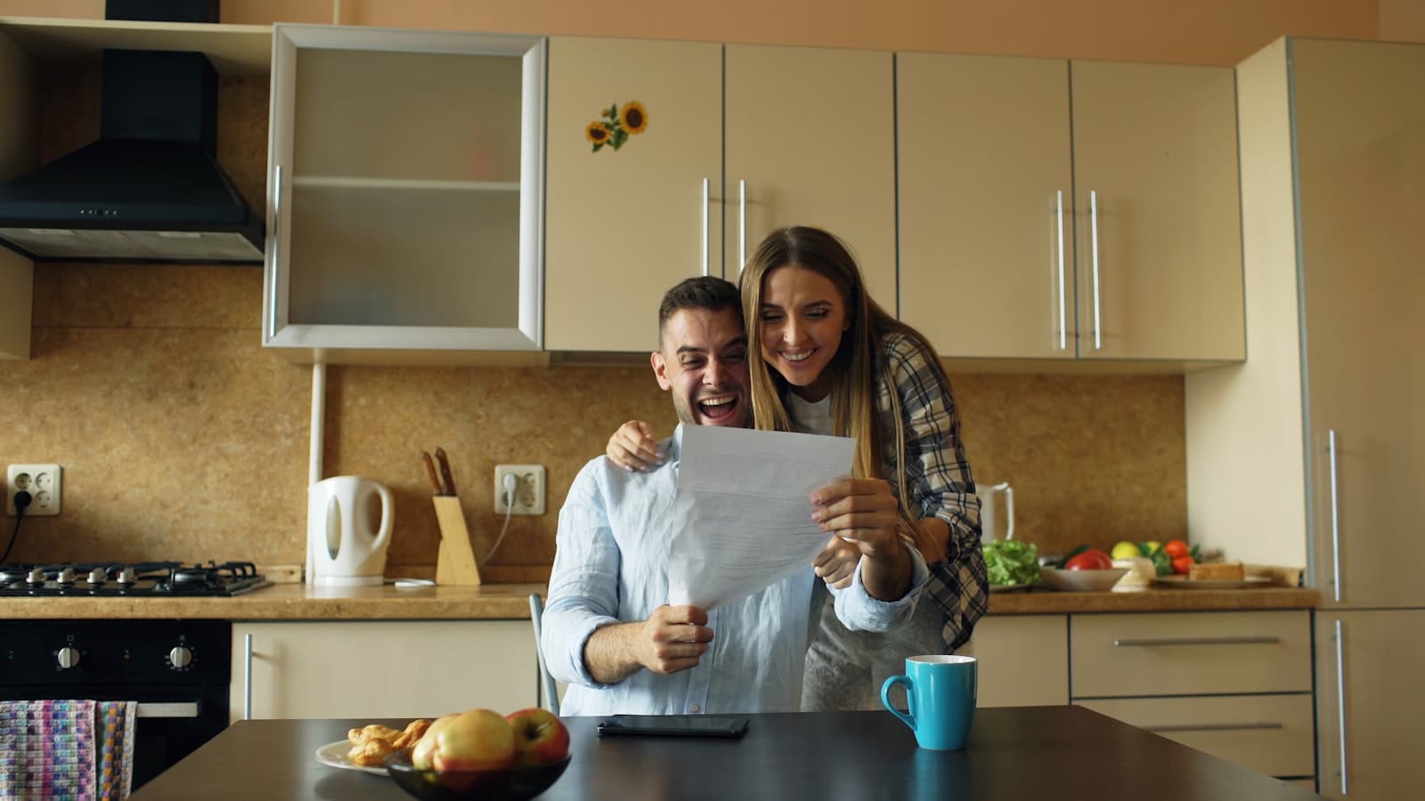 Couple reviewing plans together at home